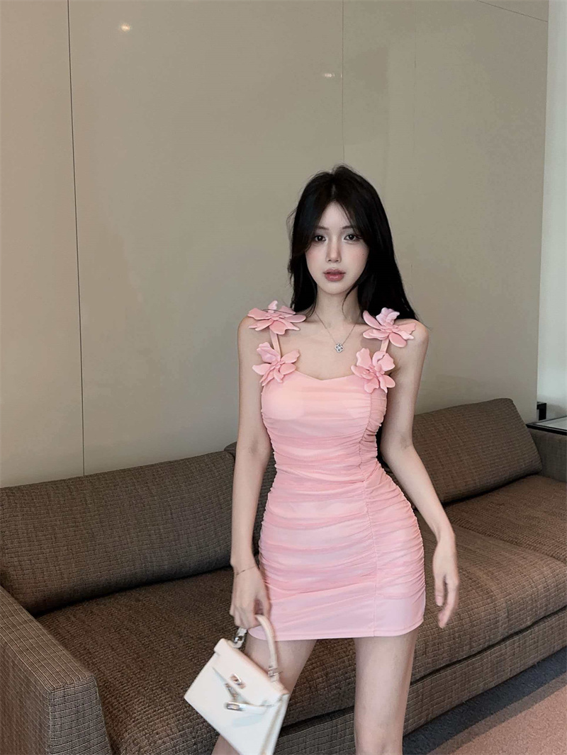 Sexy Mesh Floral Spliced Bodycon Cami Mini Dress - Image 3