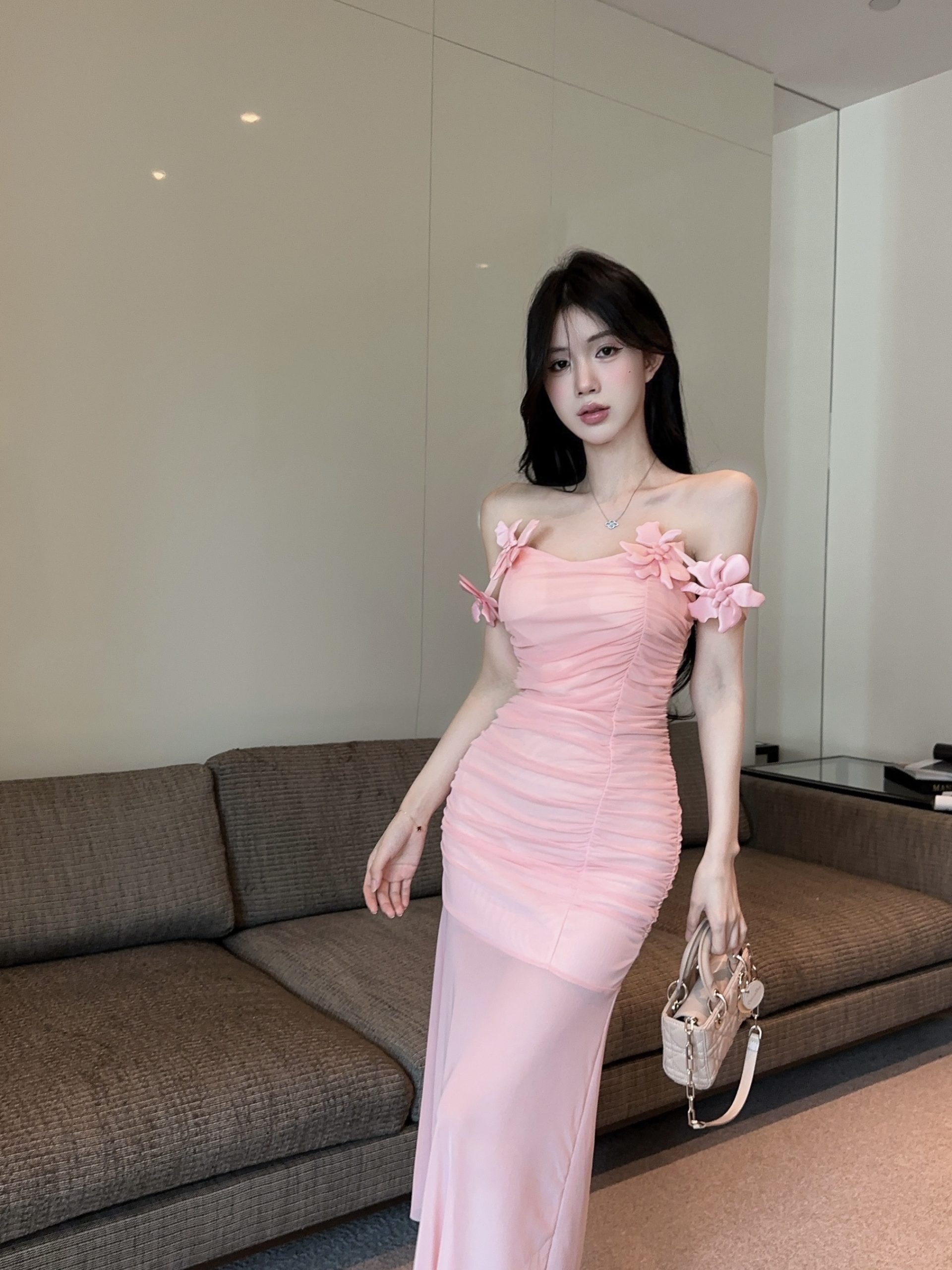 2026 Early Spring Pure Desire Sleeveless Mesh Spliced Cami Dress - Image 2