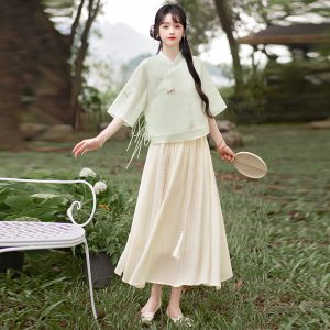 New Chinese Style Women's Two-Piece Dress Set Summer Han Element Improved Qipao Skirt