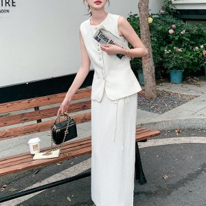 White Light Mature Style Slim Vest and Skirt Set Women 2026 Summer New Fashion Commuter Two-Piece