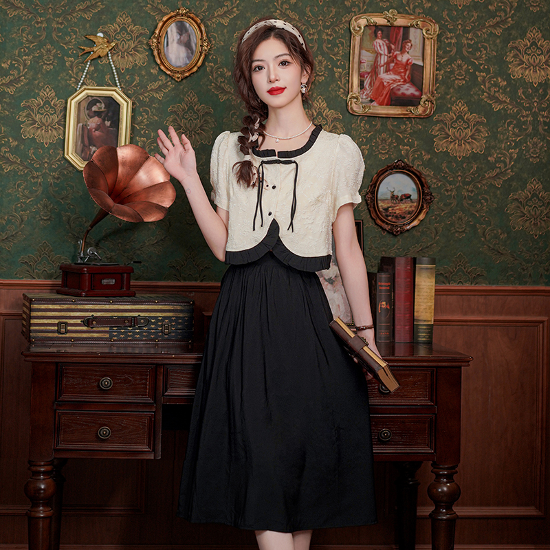 New Chinese Style Short Sleeve Two-Piece Set Retro 2026 Slimming Skirt Fashion Suit - Image 3