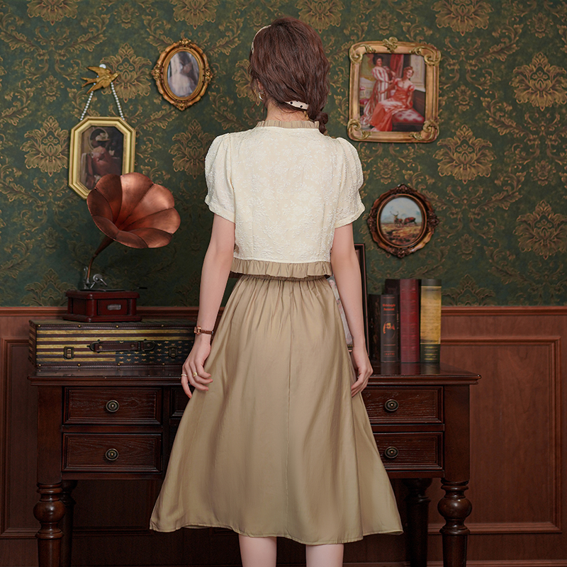 New Chinese Style Short Sleeve Two-Piece Set Retro 2026 Slimming Skirt Fashion Suit - Image 2
