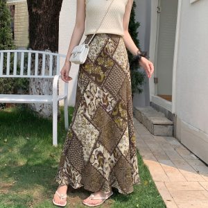 Women's 2026 Tie-Dye Print Long Mermaid Skirt High Waist French Vintage Summer