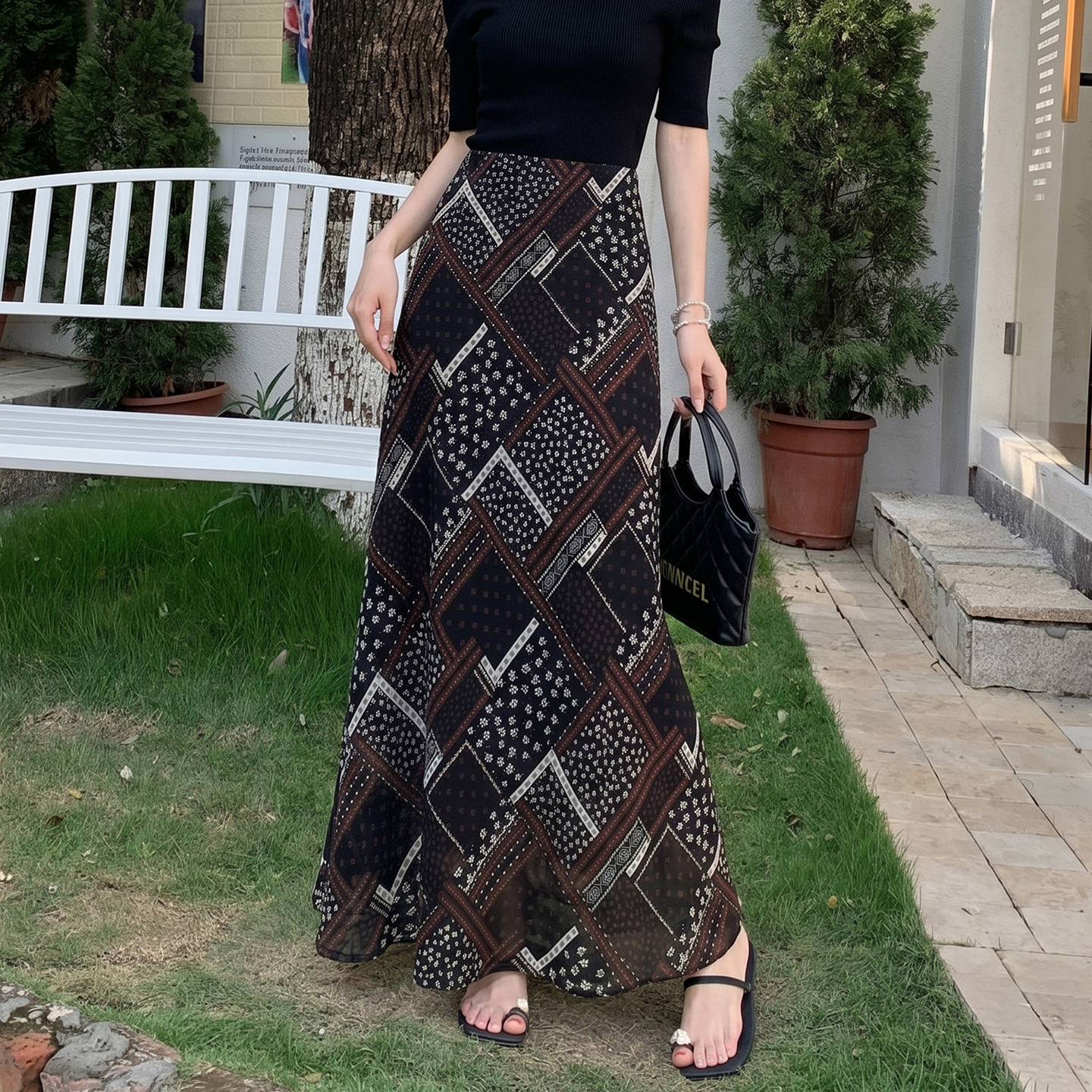 Women's 2026 Tie-Dye Print Long Mermaid Skirt High Waist French Vintage Summer - Image 2