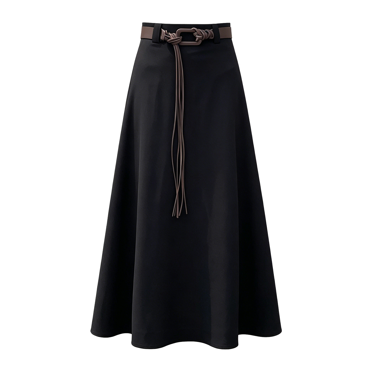 Women's High Waist A-Line Long Skirt in Coffee Brown - Image 5