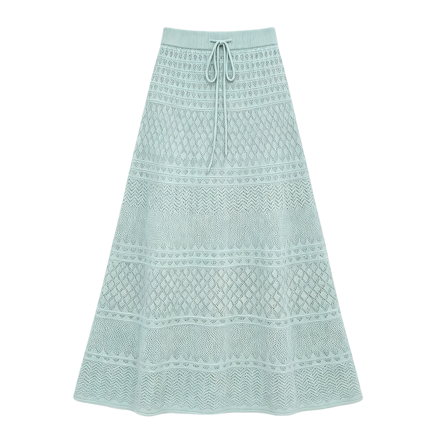 Women's Openwork High Waist Slimming A-Line Knit Long Skirt - Image 5