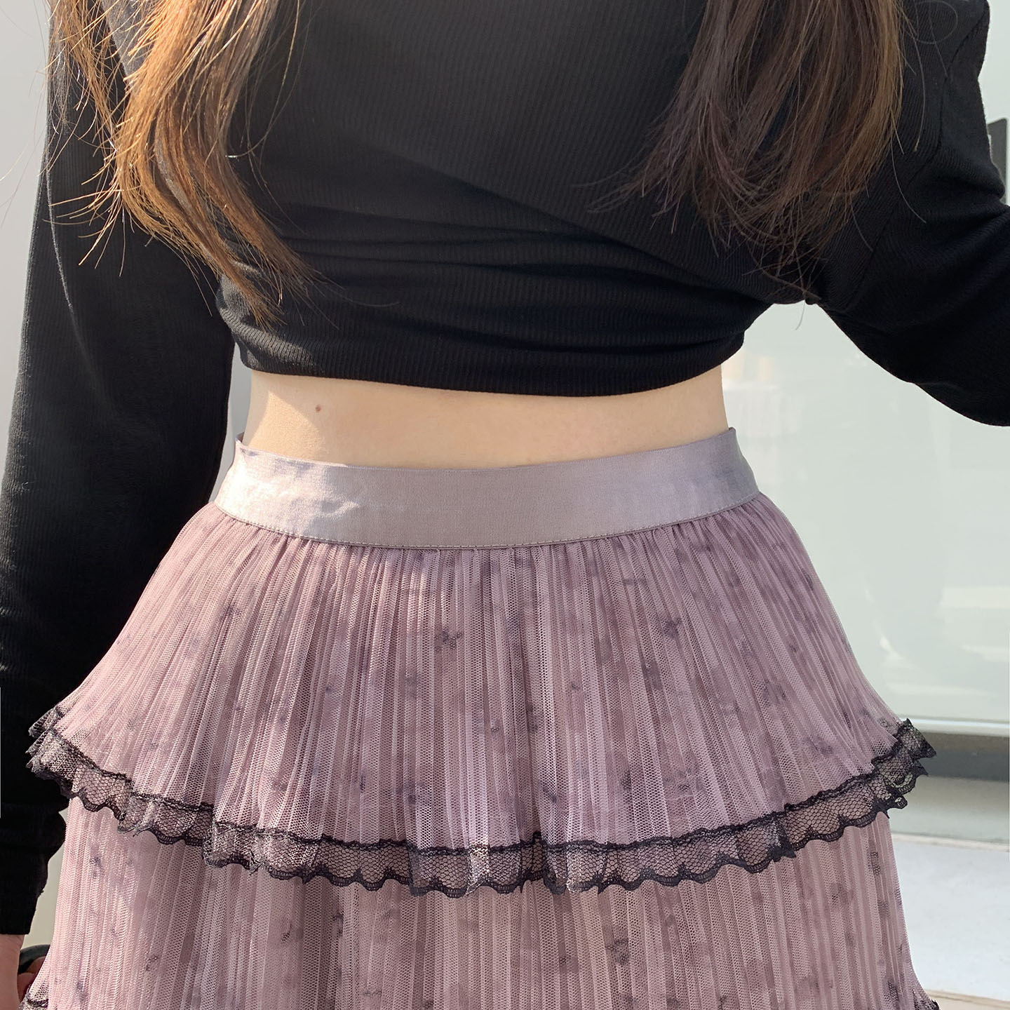 Women's High Waist Layered Mesh Cake Skirt French Vacation Style A-Line Long Skirt - Image 4