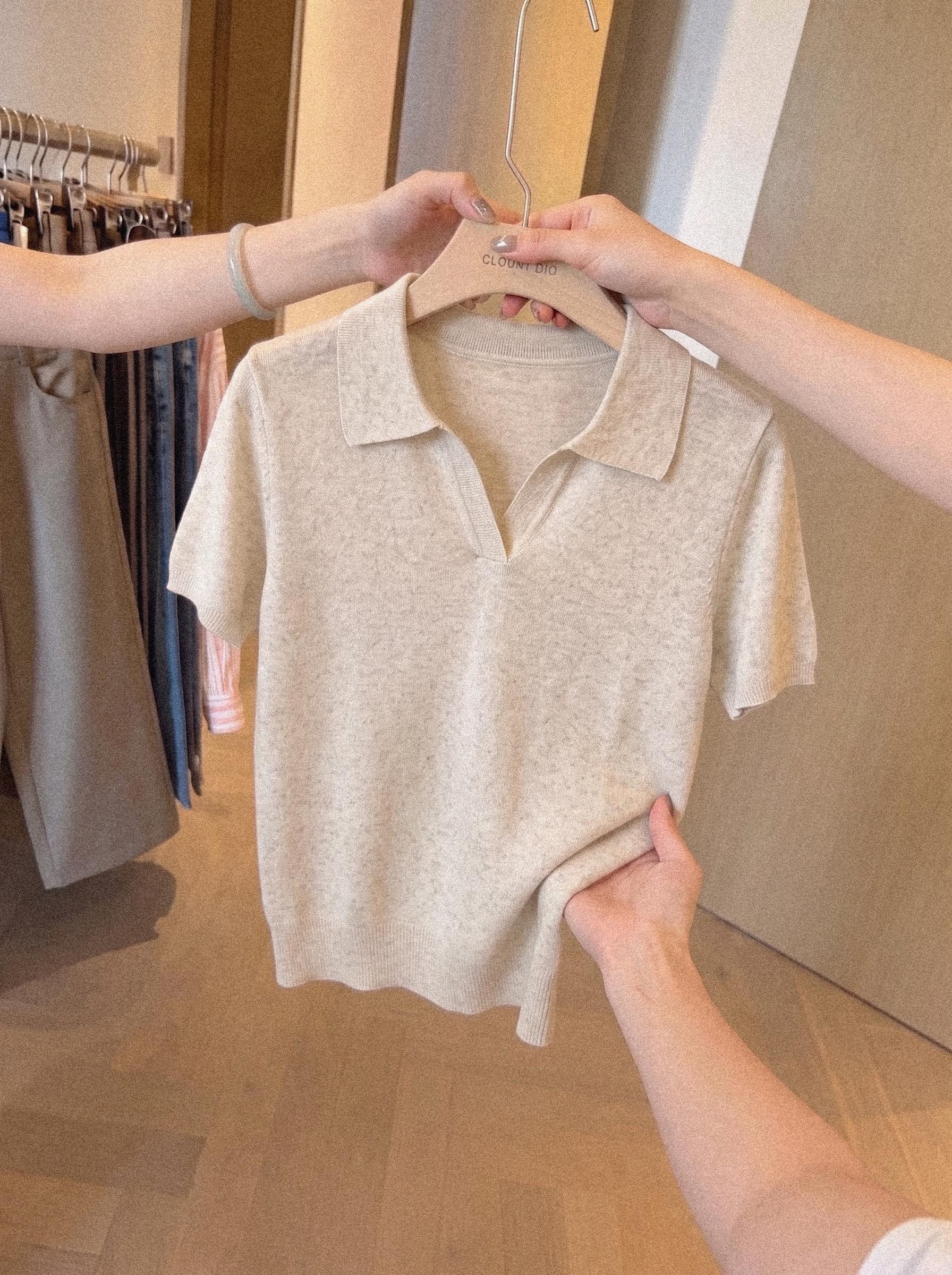 Classic Old Money Style Polo Collar Short Sleeve Knit Top for Women Summer - Image 4