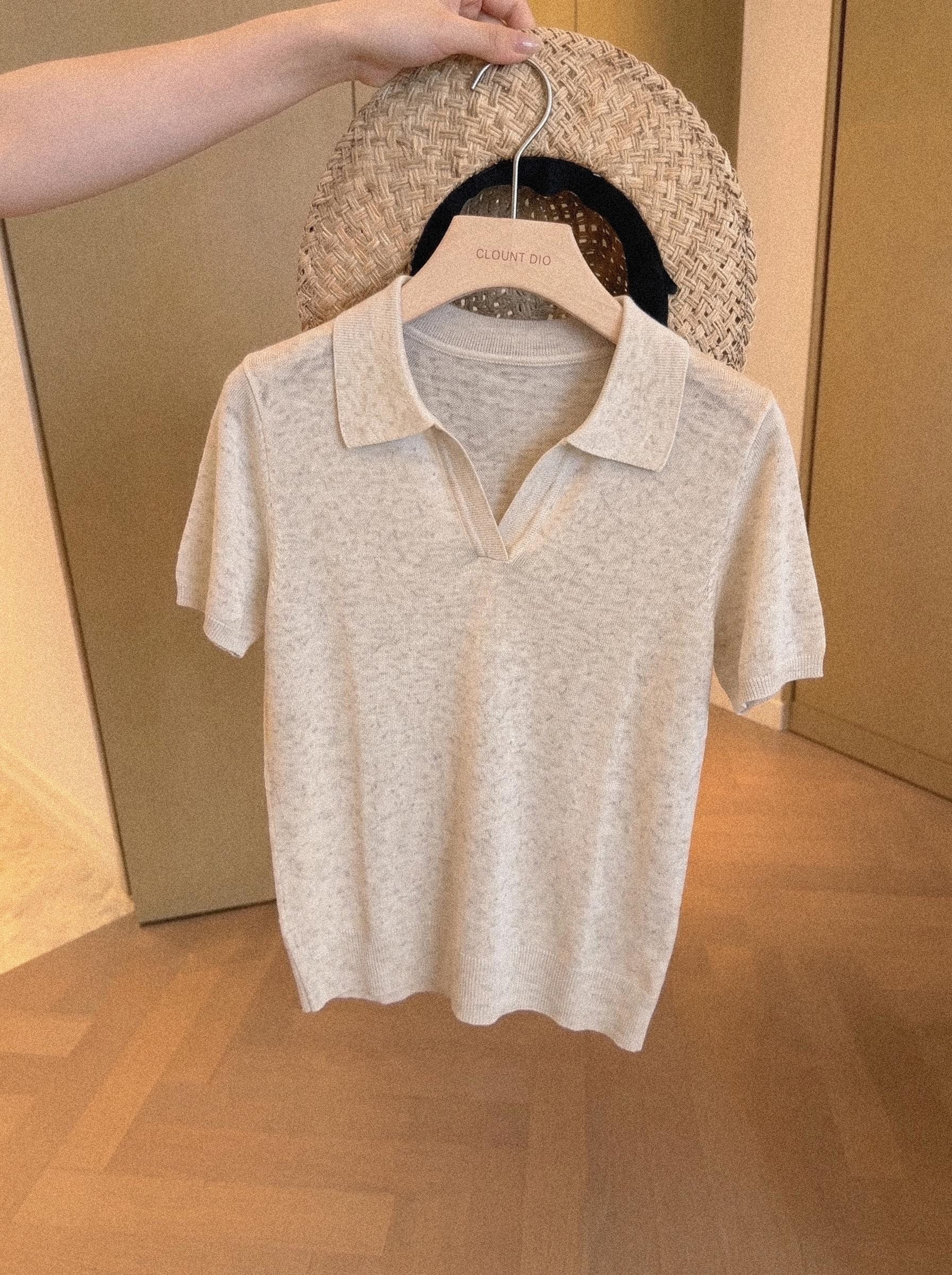 Classic Old Money Style Polo Collar Short Sleeve Knit Top for Women Summer - Image 3