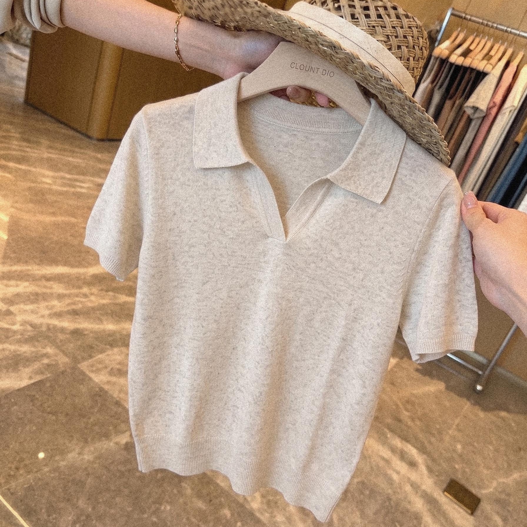 Classic Old Money Style Polo Collar Short Sleeve Knit Top for Women Summer - Image 5