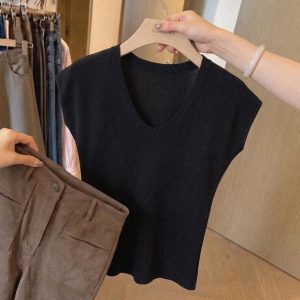 Old Money Style Soft Skin-Friendly Knit Short Sleeve T-Shirt Women Summer Slim Base Layer Top